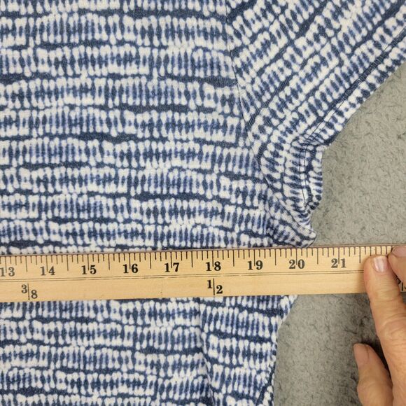 J Jill Pure Jill Tunic Tee Top Womens M Blue White Linen Blend Asymmetric Hem - Picture 8 of 16
